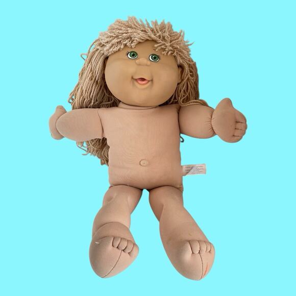 Vtg Cabbage Patch Kids Doll Blonde Hair Green Eyes Girl Dimples Play Along CPK - Picture 4 of 16